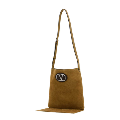 Beige Suede Crossbody Bag
