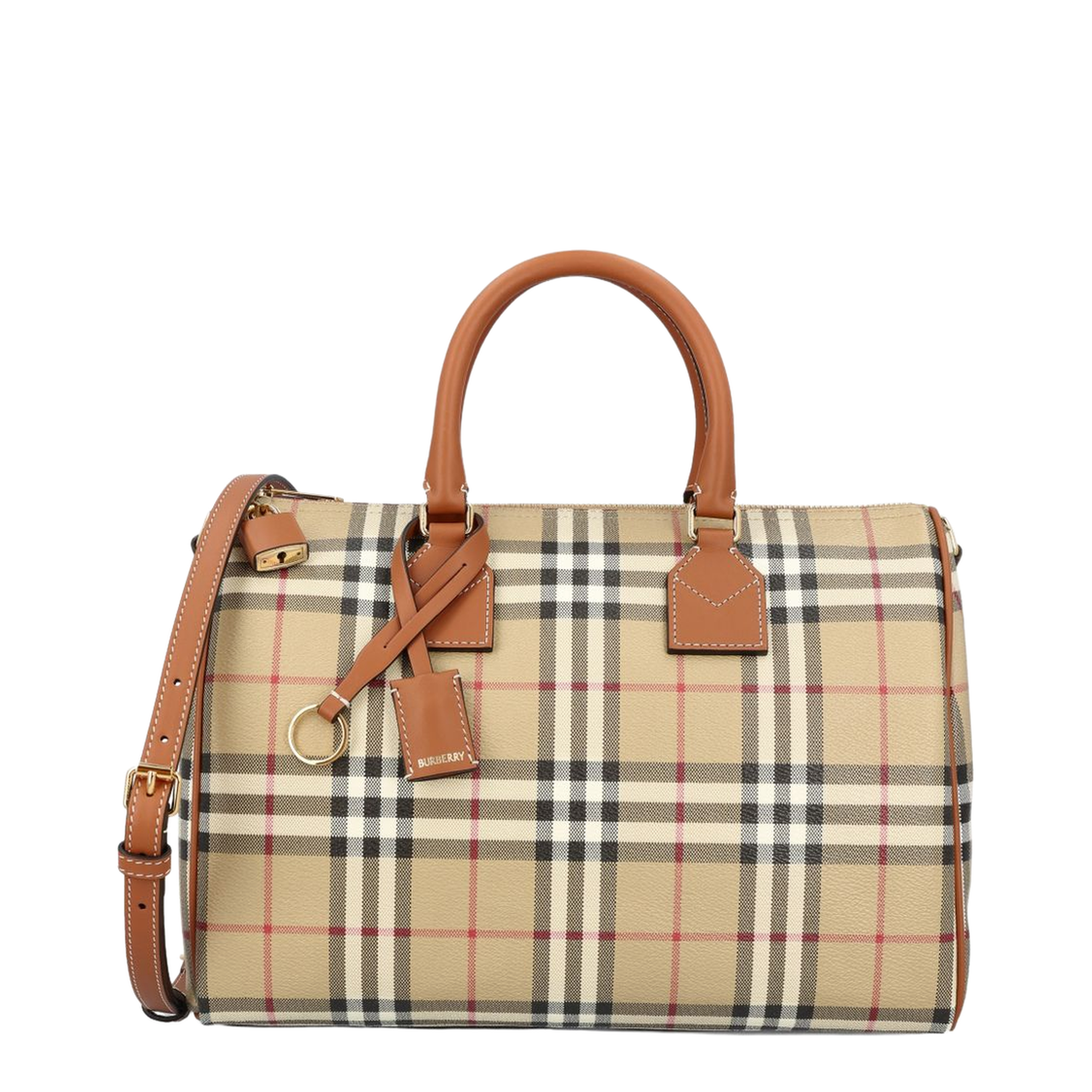 Check Medium Bowling Bag - Beige