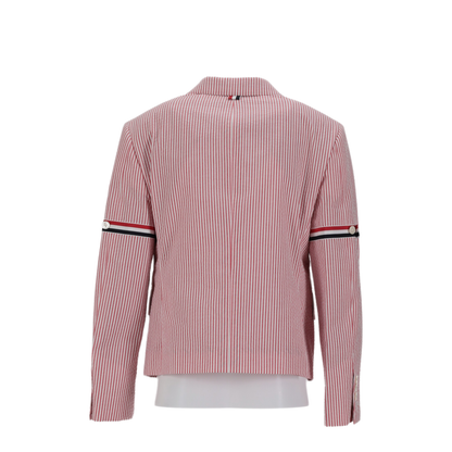 MAYFEYR - Thom Browne - High Break Sb Sportcoat With Rwb Gg Armbands In Seersucker - FBC928O00572600