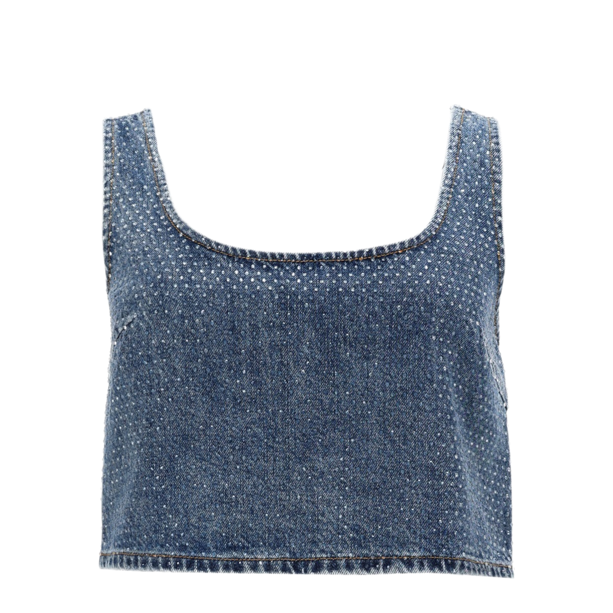 Rhinestone Denim Crop Top