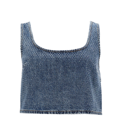 Rhinestone Denim Crop Top