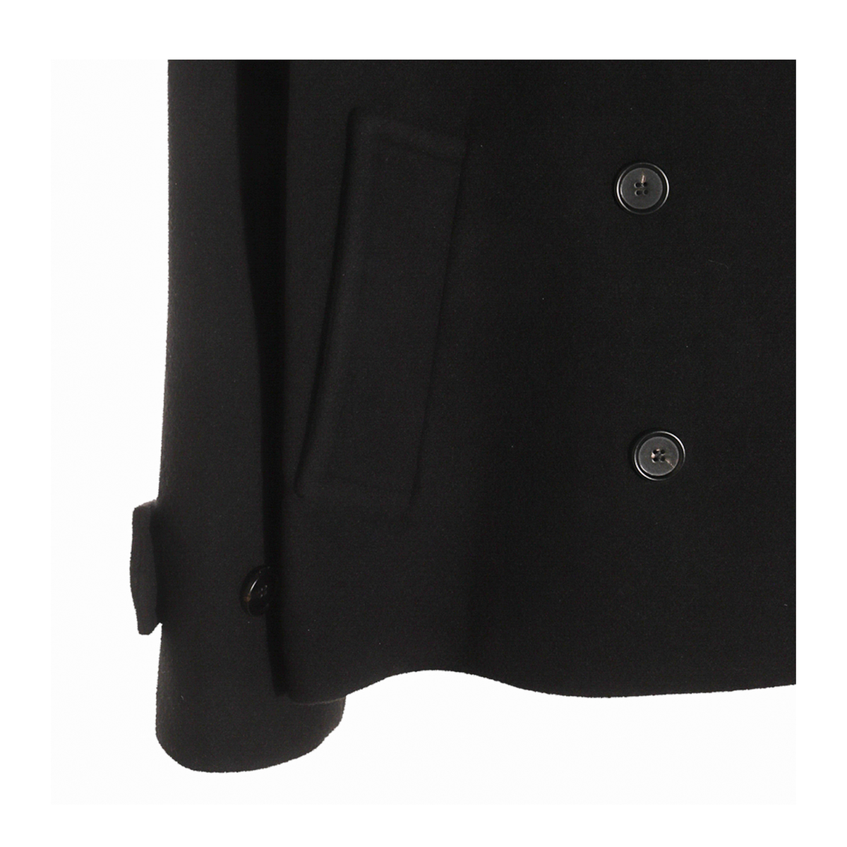 Oversized Wool Short Coat - Black