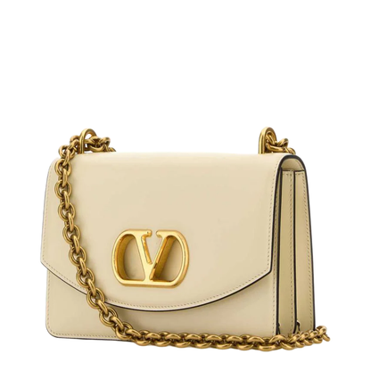 Ivory Leather Vlogo Signature Shoulder Bag