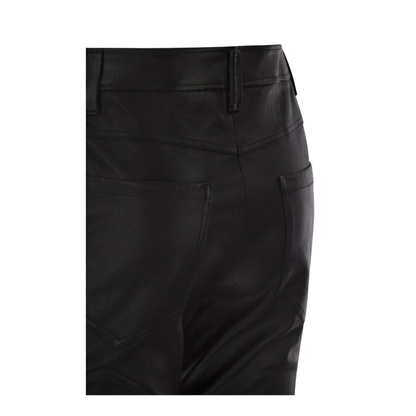 Stretch Nappa Leather Square Cigarette Trousers with Jewellery