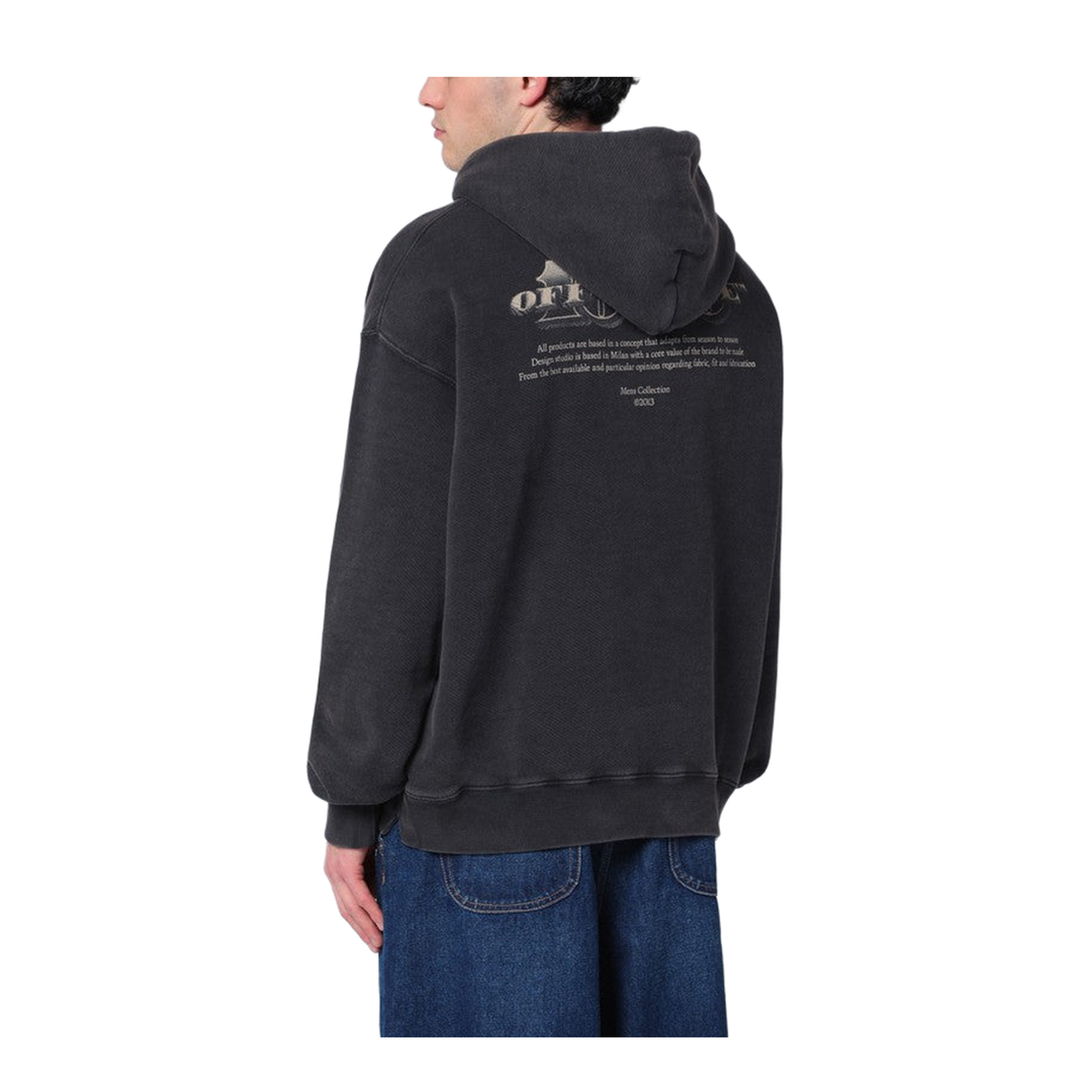 Black Washed Cotton Oversized Sweatshirt with Logo Print