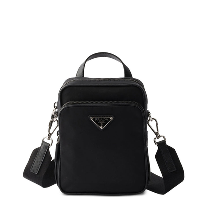 Bandoliera Re-Nylon Saffiano Leather Shoulder Bag - Black