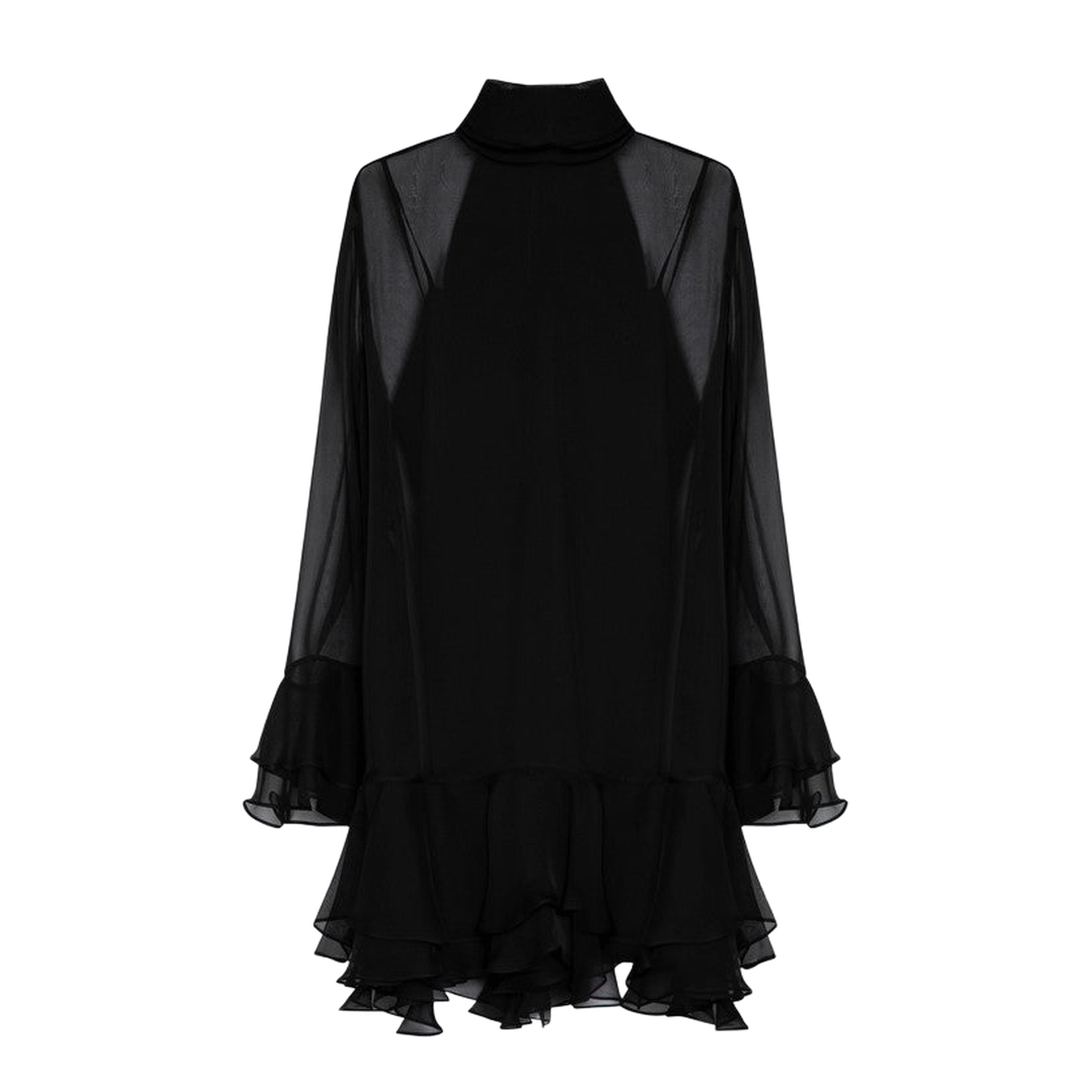 Semi-Transparent Black Silk Dress