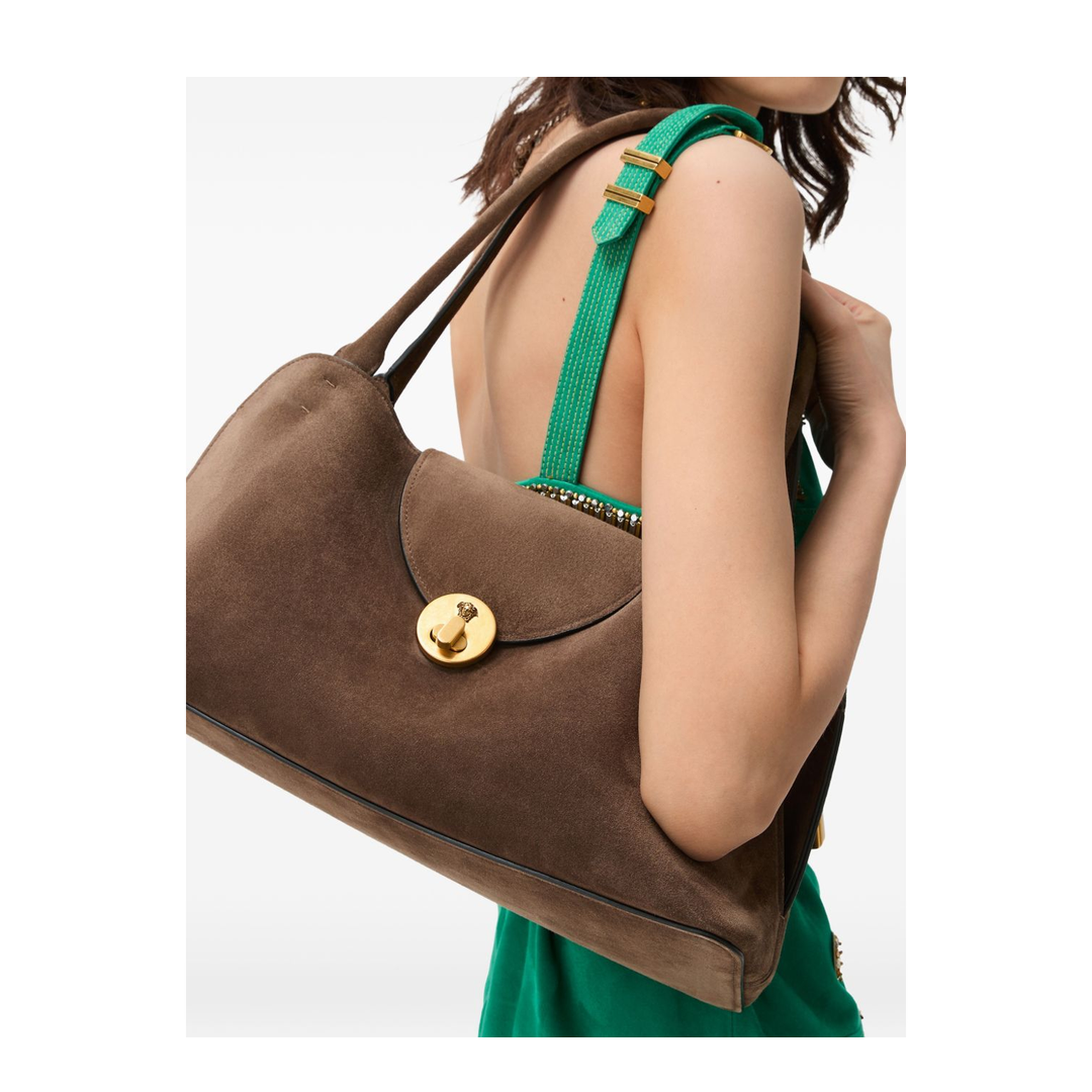Vivian Medium Suede Shoulder Bag - Brown