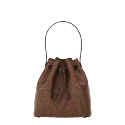 Arnica Small Paisley Jacquard Cotton Bucket Bag - Brown