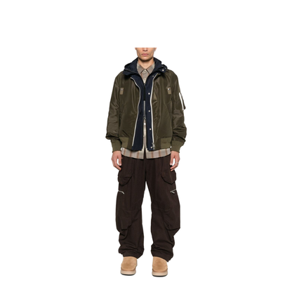 Green Nylon Bomber Jacket
