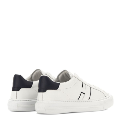 White Logo Design Flat Rubber Sole Lace-Up Closure
