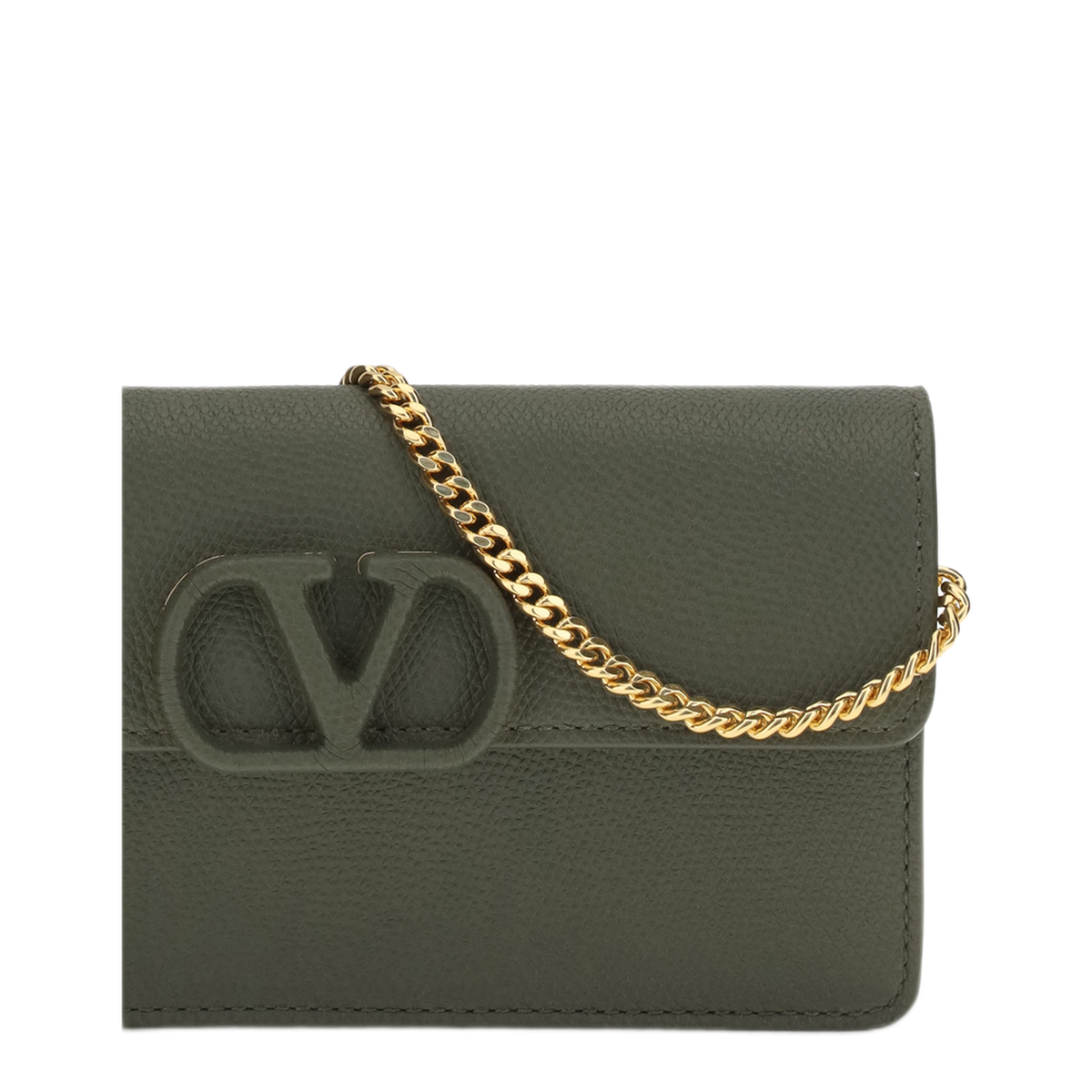 MAYFEYR - Valentino - Vlogo Signature Grainy Calfskin Chain Wallet - 9W2P0BB4BEM0IO