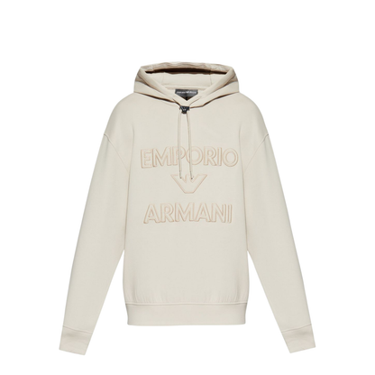 Double-Jersey Hooded Sweatshirt with Oversized Embossed Logo Embroidery