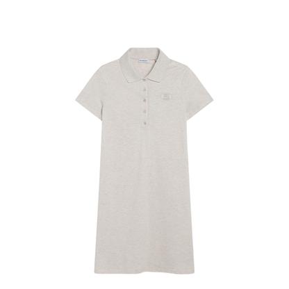 Beige Mélange Cotton Polo Dress