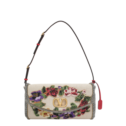 MAYFEYR - Valentino - Small Devain Shoulder Bag With Floral Bead Embroidery - 9W2B0T32YTJZ26