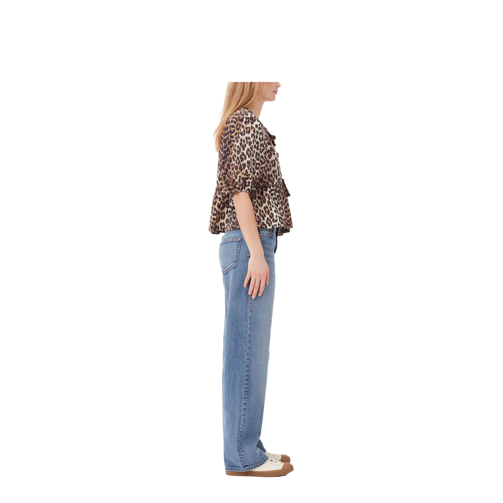 Printed Cotton Poplin Peplum Blouse Shirt