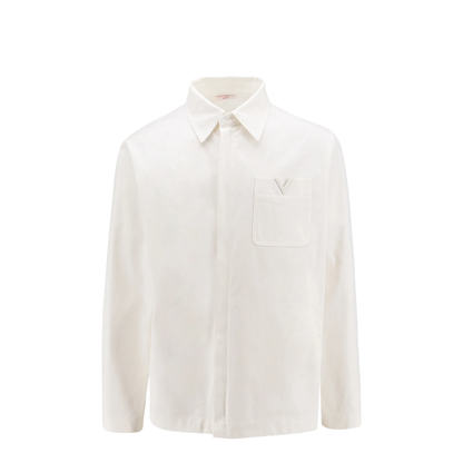 White V Logo Detail Shirt in Cotton Blend