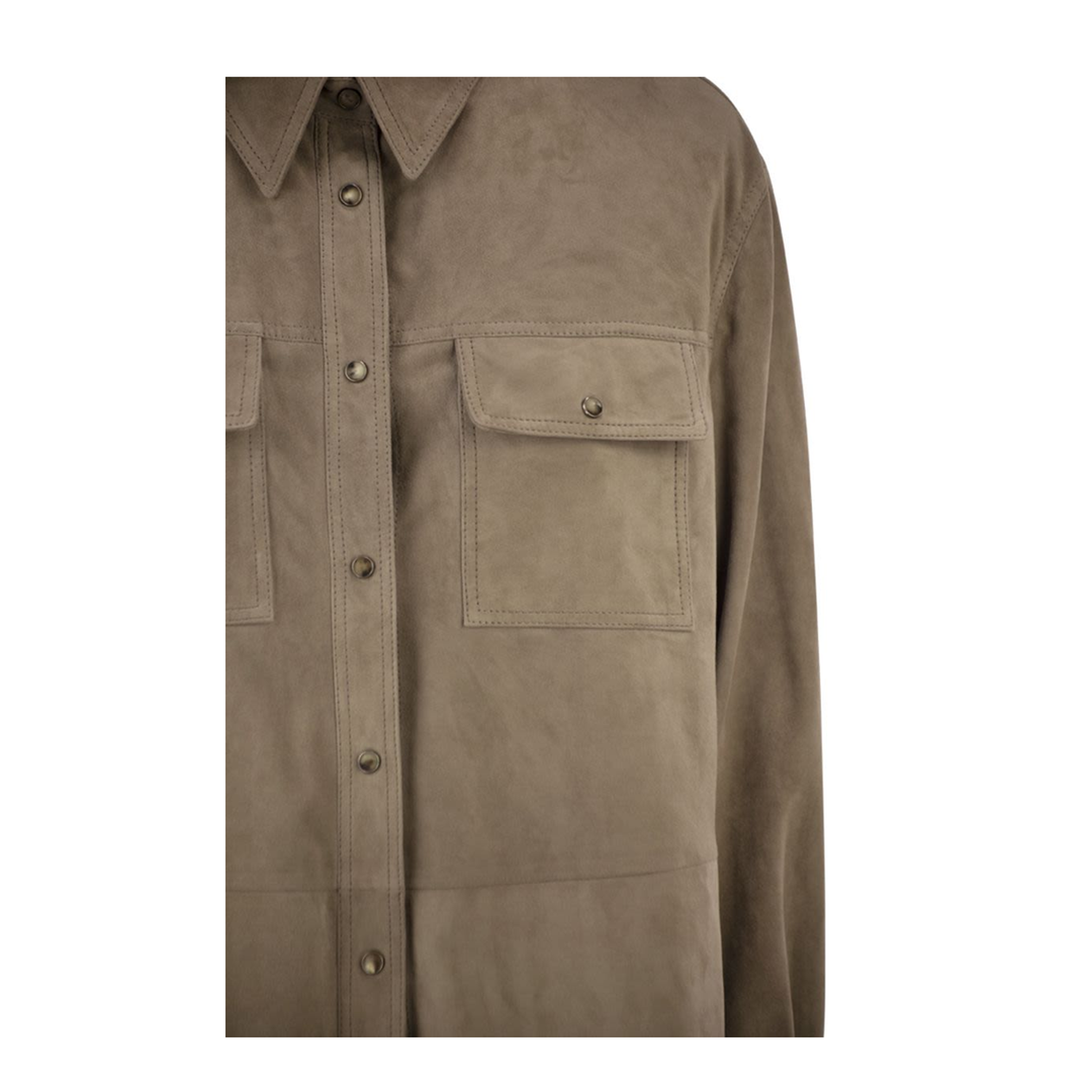 Suede Overshirt with Patch Pockets