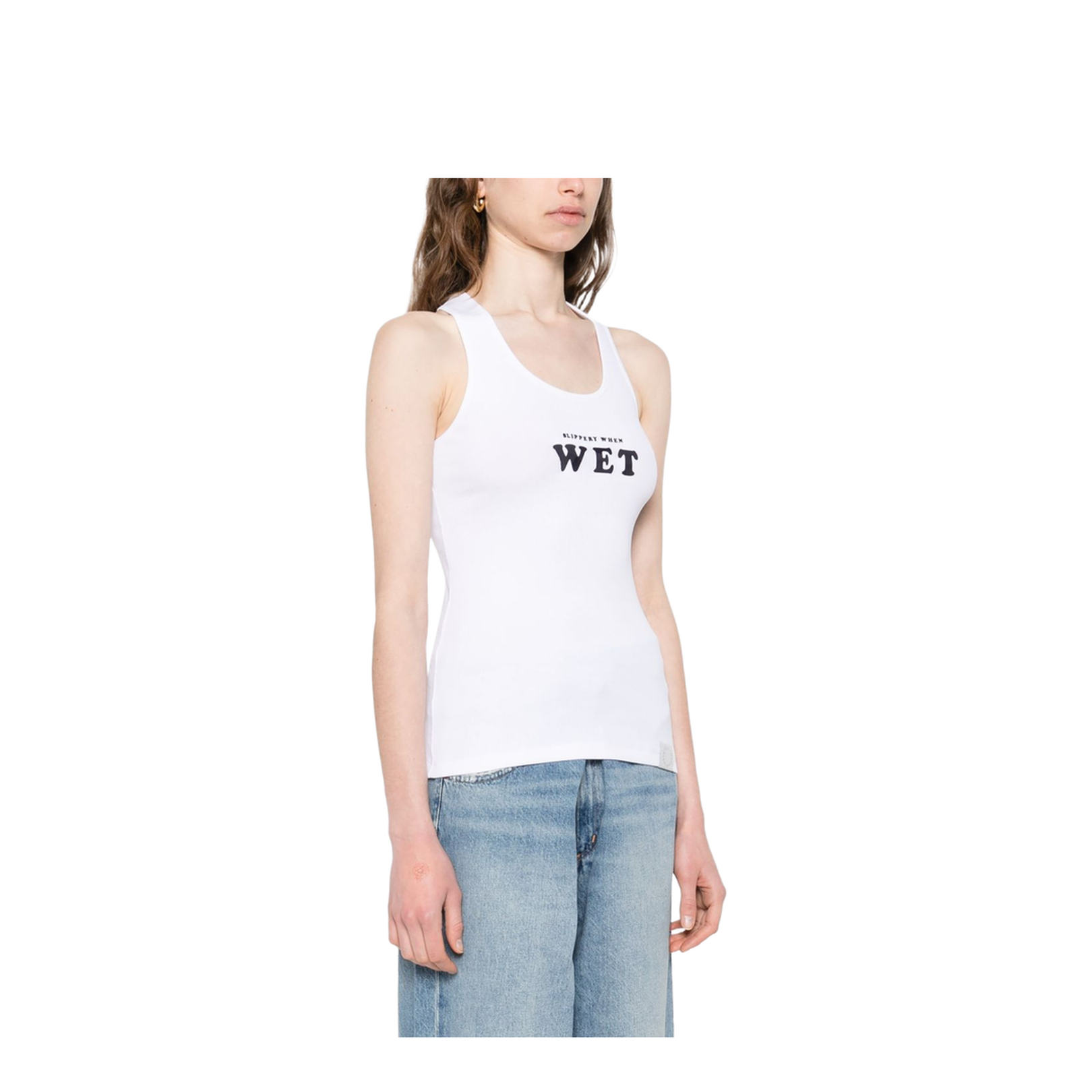 Pure White Slippery When Wet Racerback Tank Top