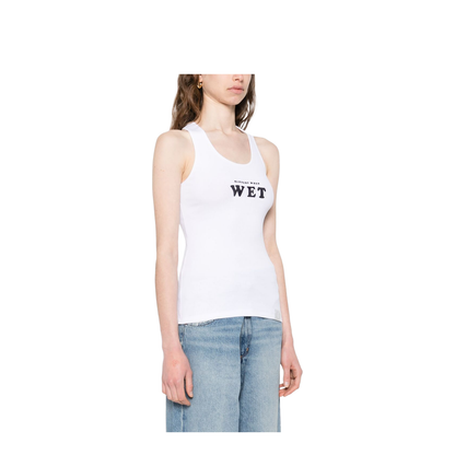 Pure White Slippery When Wet Racerback Tank Top
