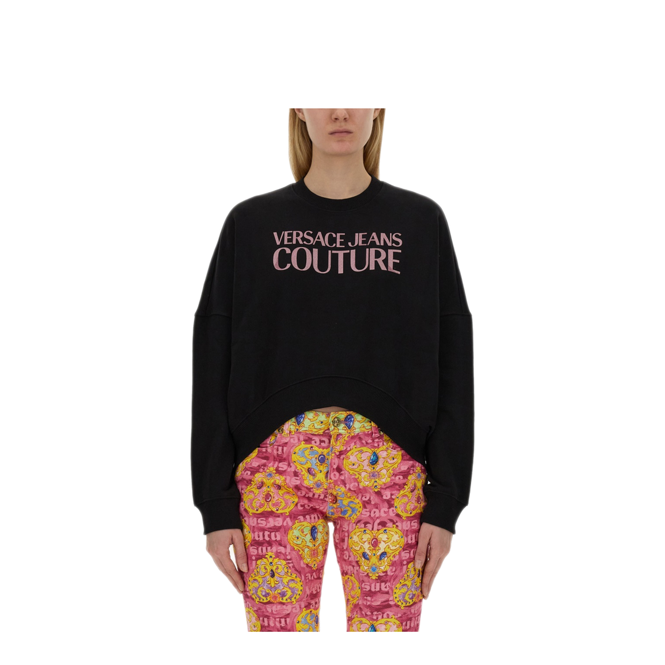 MAYFEYR - VERSACE JEANS COUTURE - Cropped Sweatshirt With Logo - 76HAIG03CF01G899