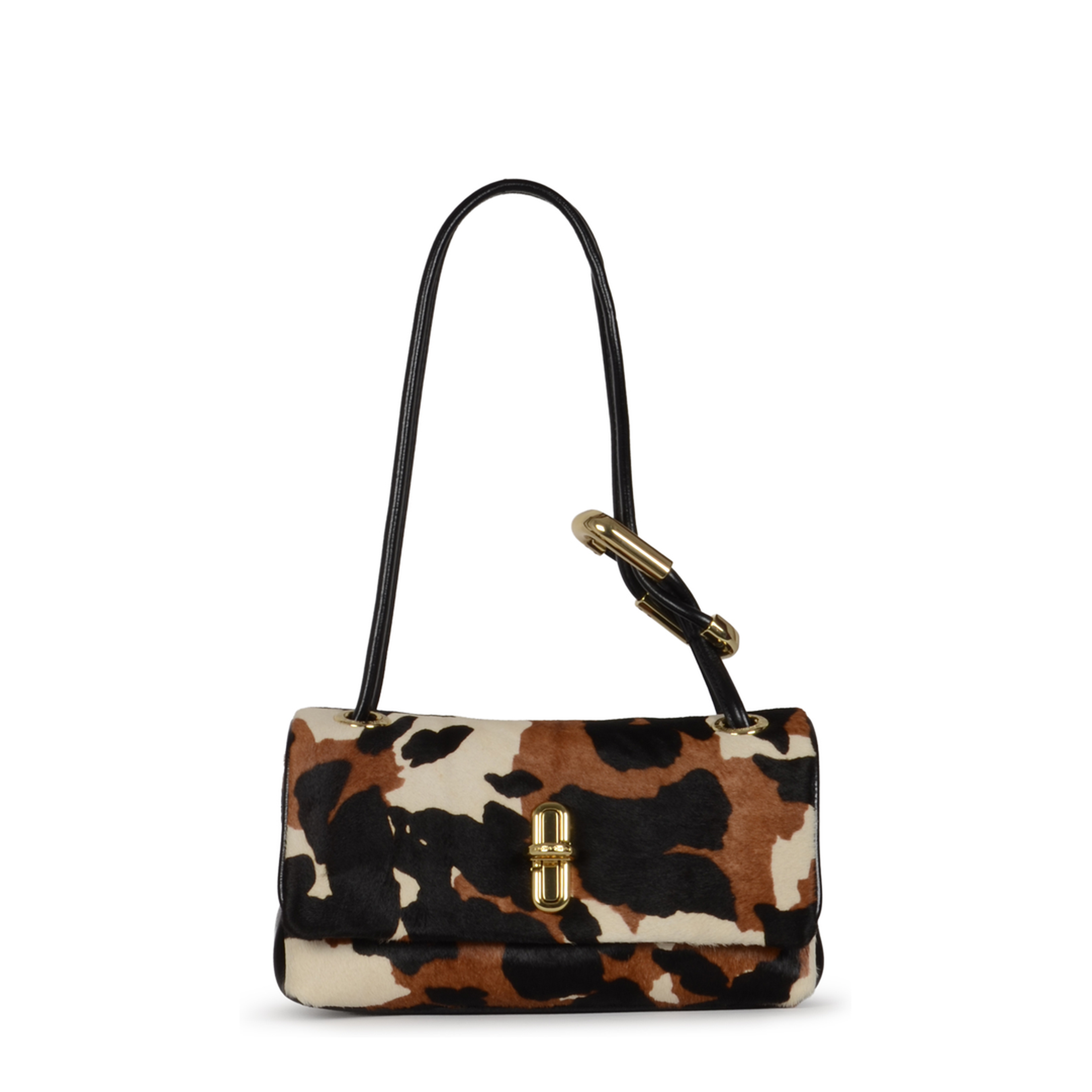 Mini Dual Hair-Calf Shoulder Bag - Brown