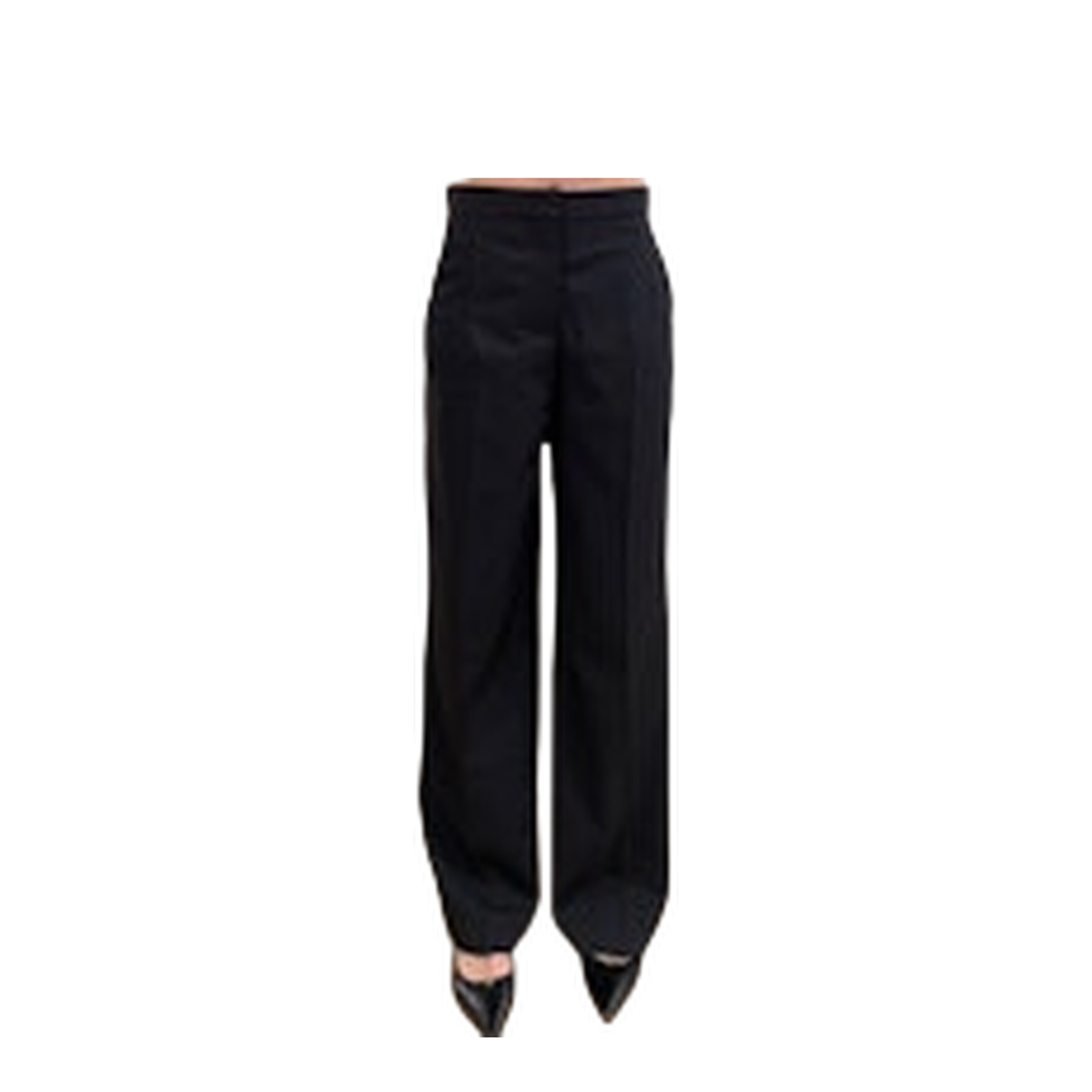 Black Stretch Wool Wide-leg Pant