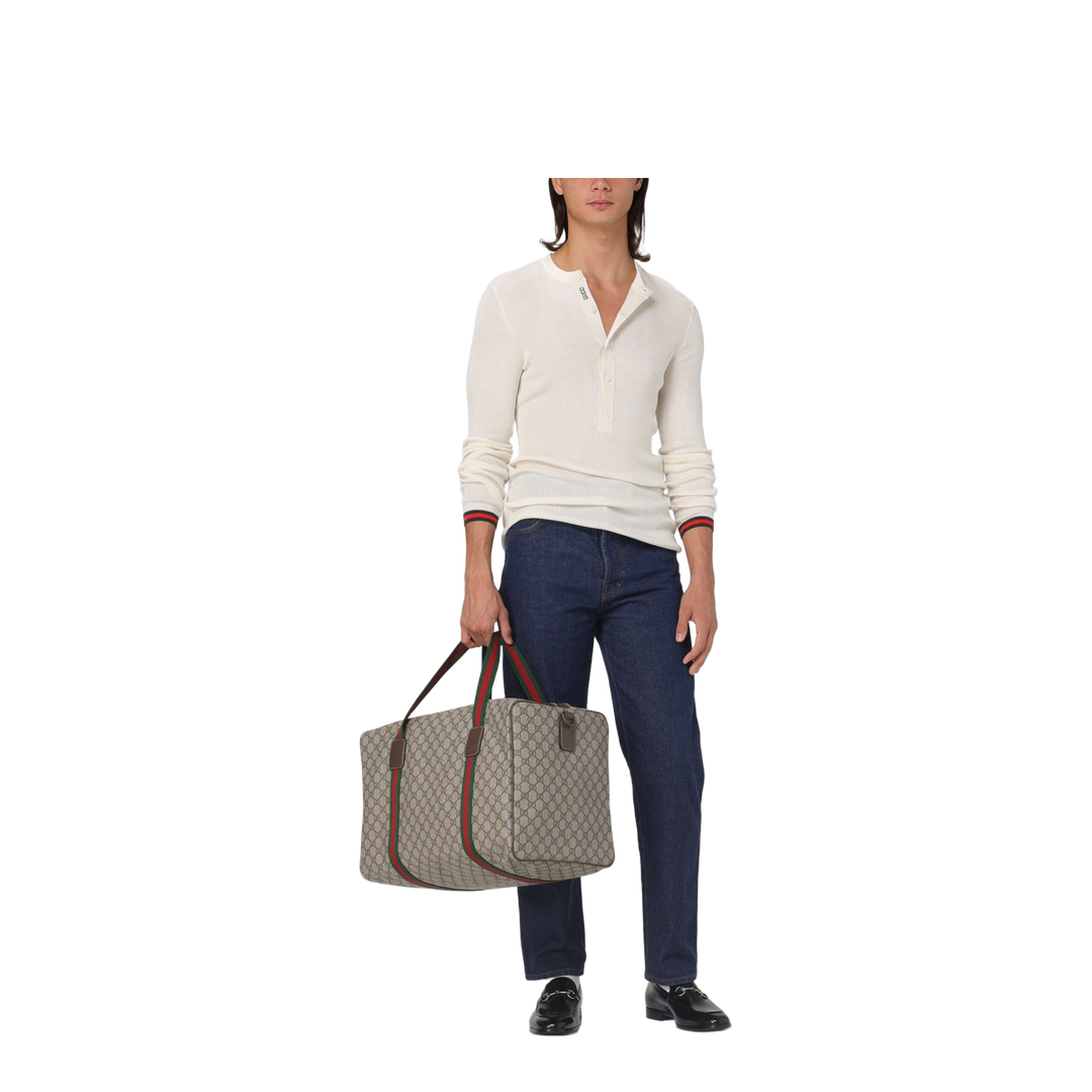Ophidia Medium Leather Duffel Bags - Beige