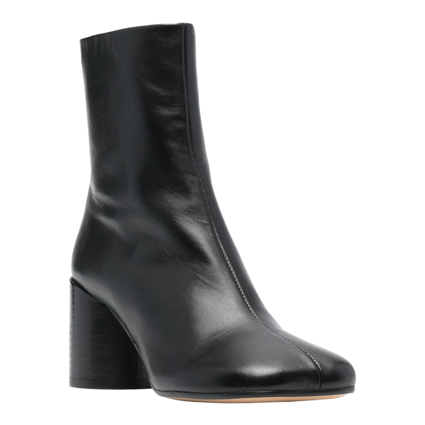 Black Leather Zipped Ankle Boots