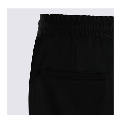 Leisure fit trousers in virgin wool flannel with drawstring and double darts