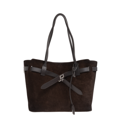 Dark Brown Suede Medium Bel Air Shopping Bag