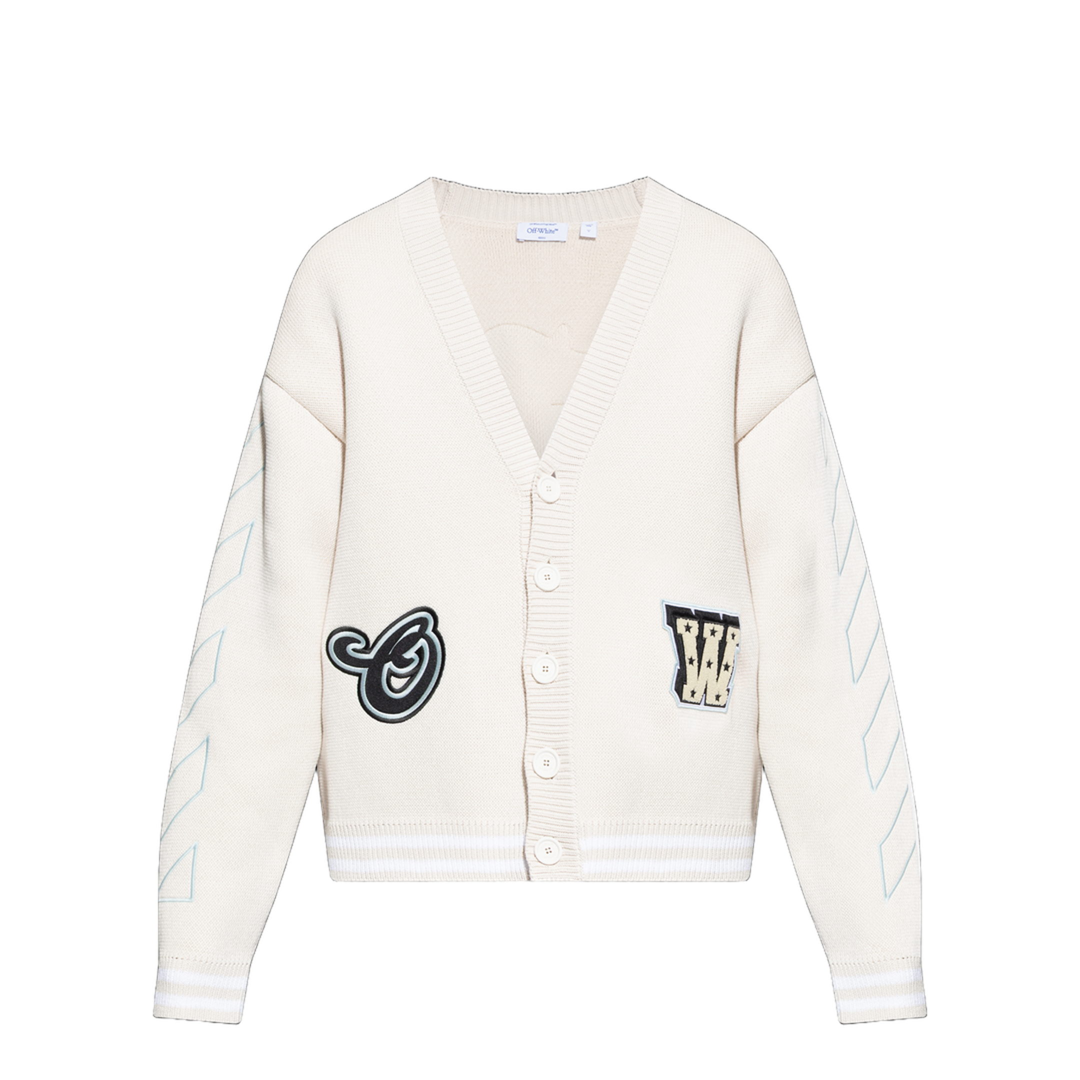 MAYFEYR - Off-White - Cardigan With Patches - 44MHB019S26K001110