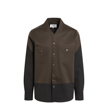 Two-Tone Brown Shirt In Wool Blend