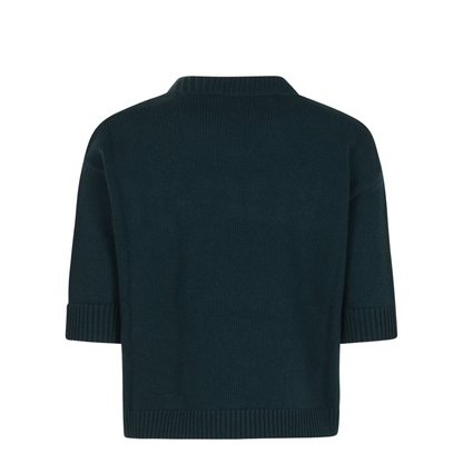 Soft Wool Top with Intarsia in Dark Green
