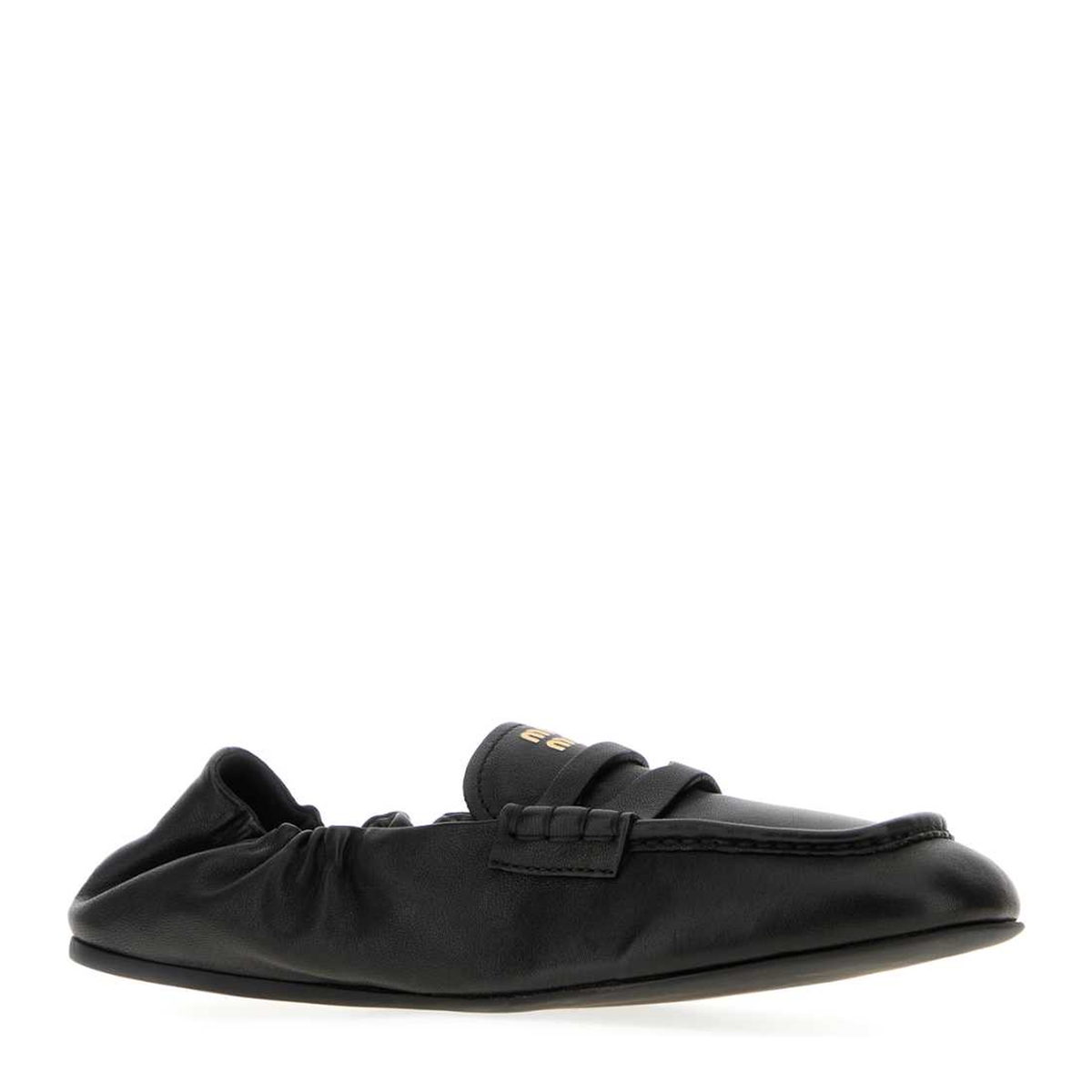 MAYFEYR - Miu Miu - Black Nappa Leather Ruches Loafers - 5D341EFD005EFXF0002