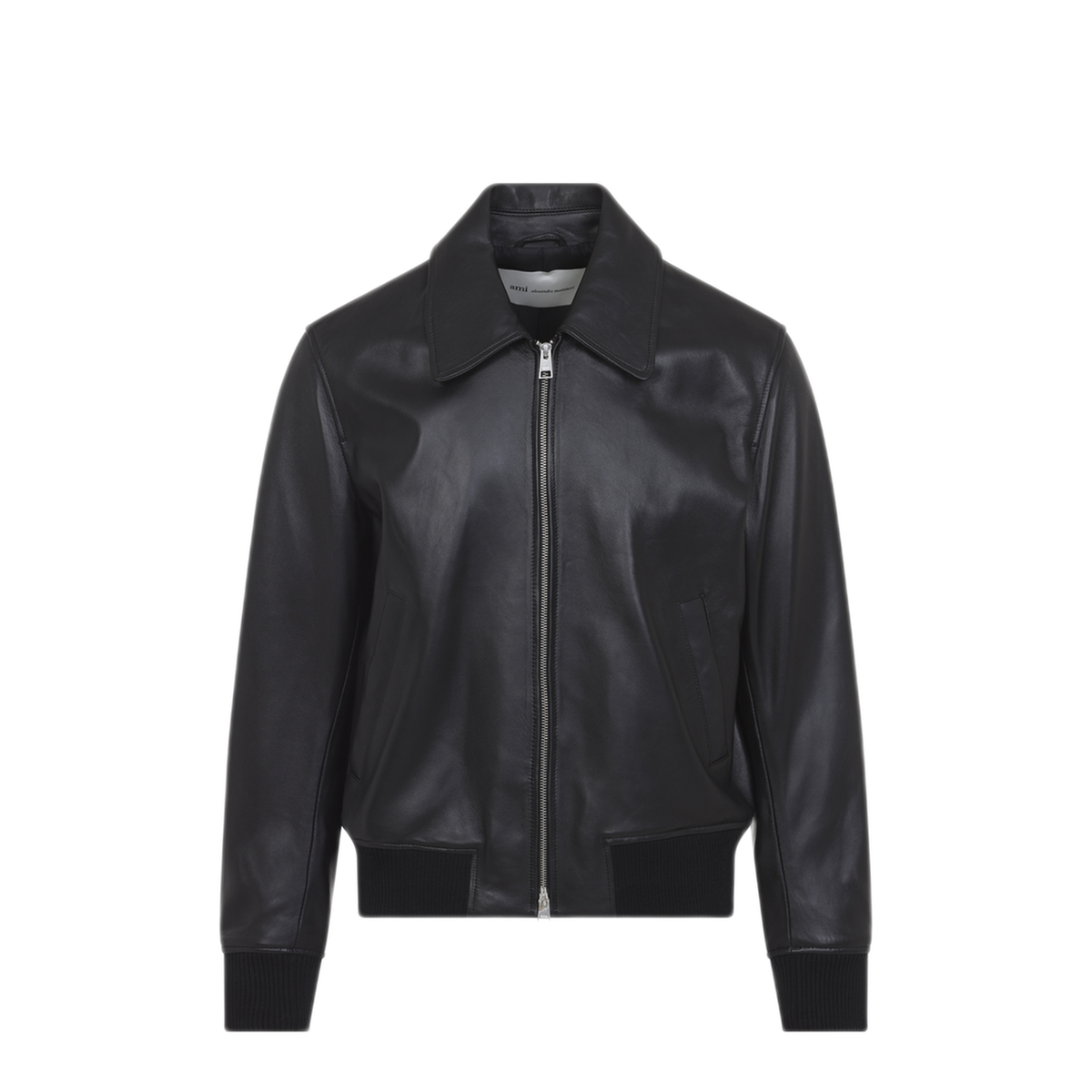 Black Lambskin Leather Zip-Up Jacket
