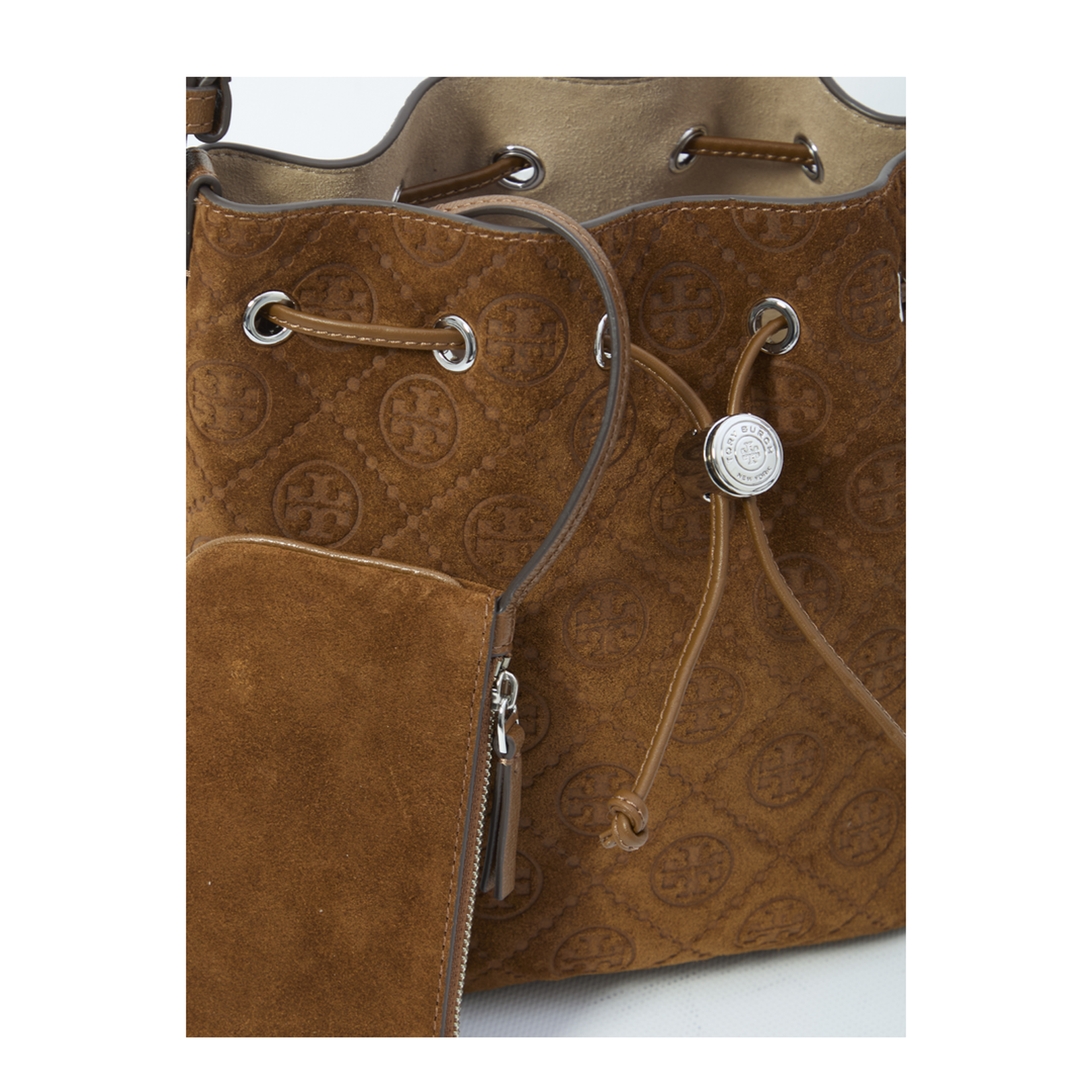 T Monogram Suede Bucket Bag