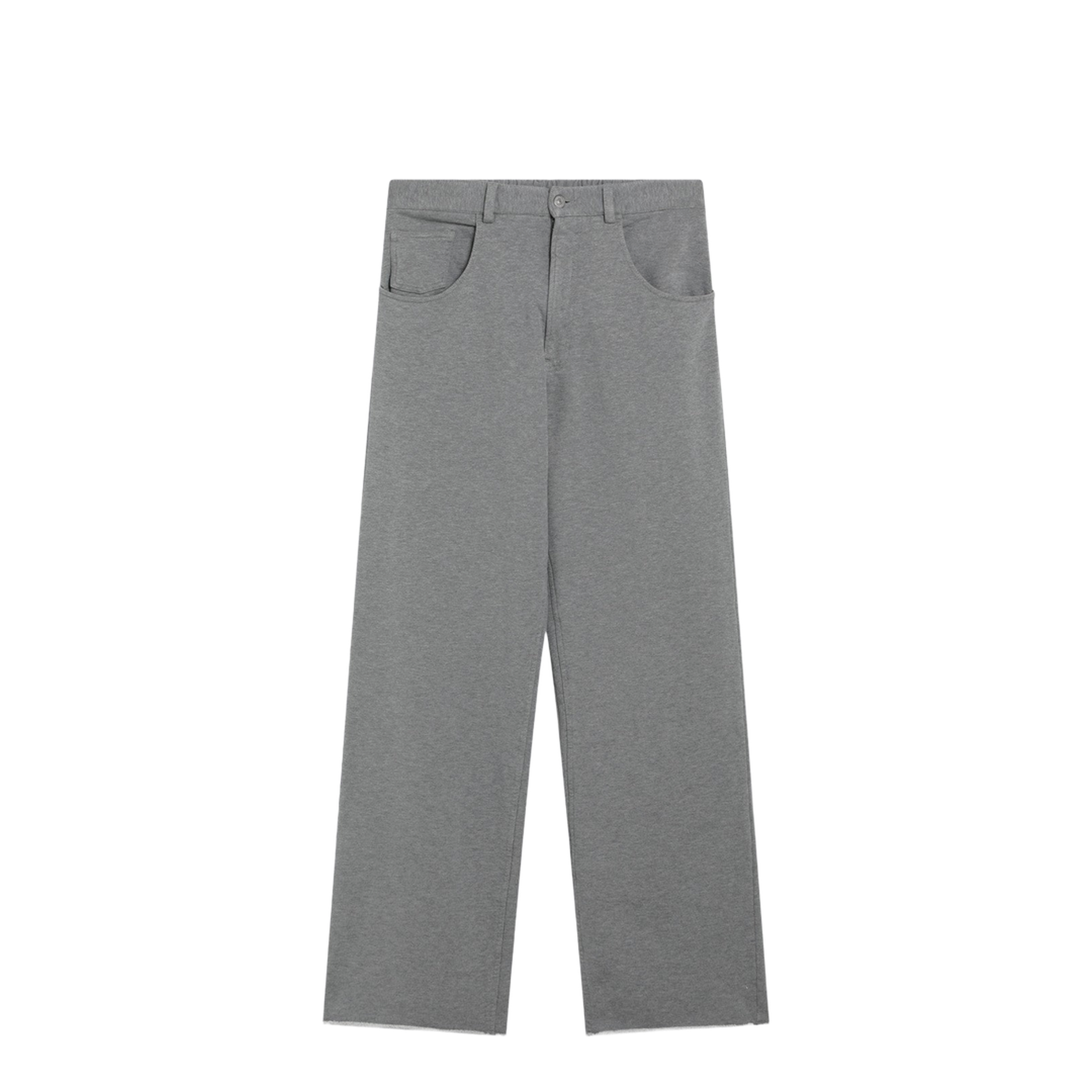 Grey Mélange Cotton Trousers