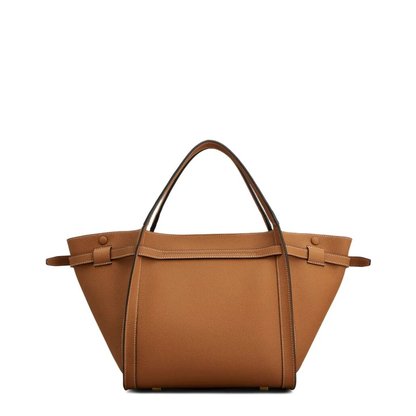 T Timeless Small Calf Leather Shopping Bag - Camel/Brown