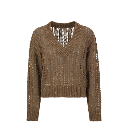 Silk and linen V-neck sweater