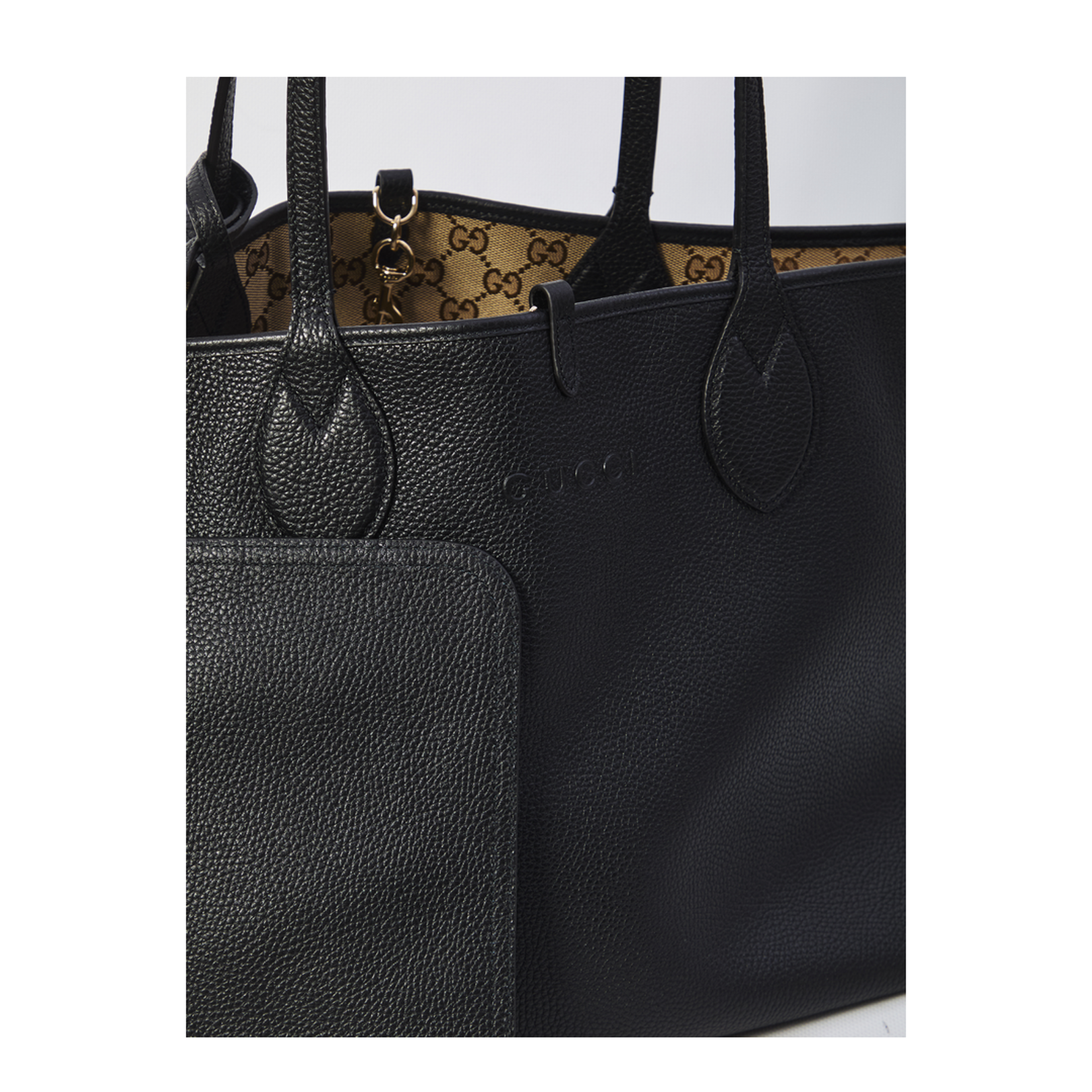 Totissima Large Leather Reversible Tote - Black