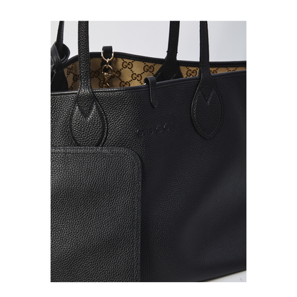 Totissima Large Leather Reversible Tote - Black