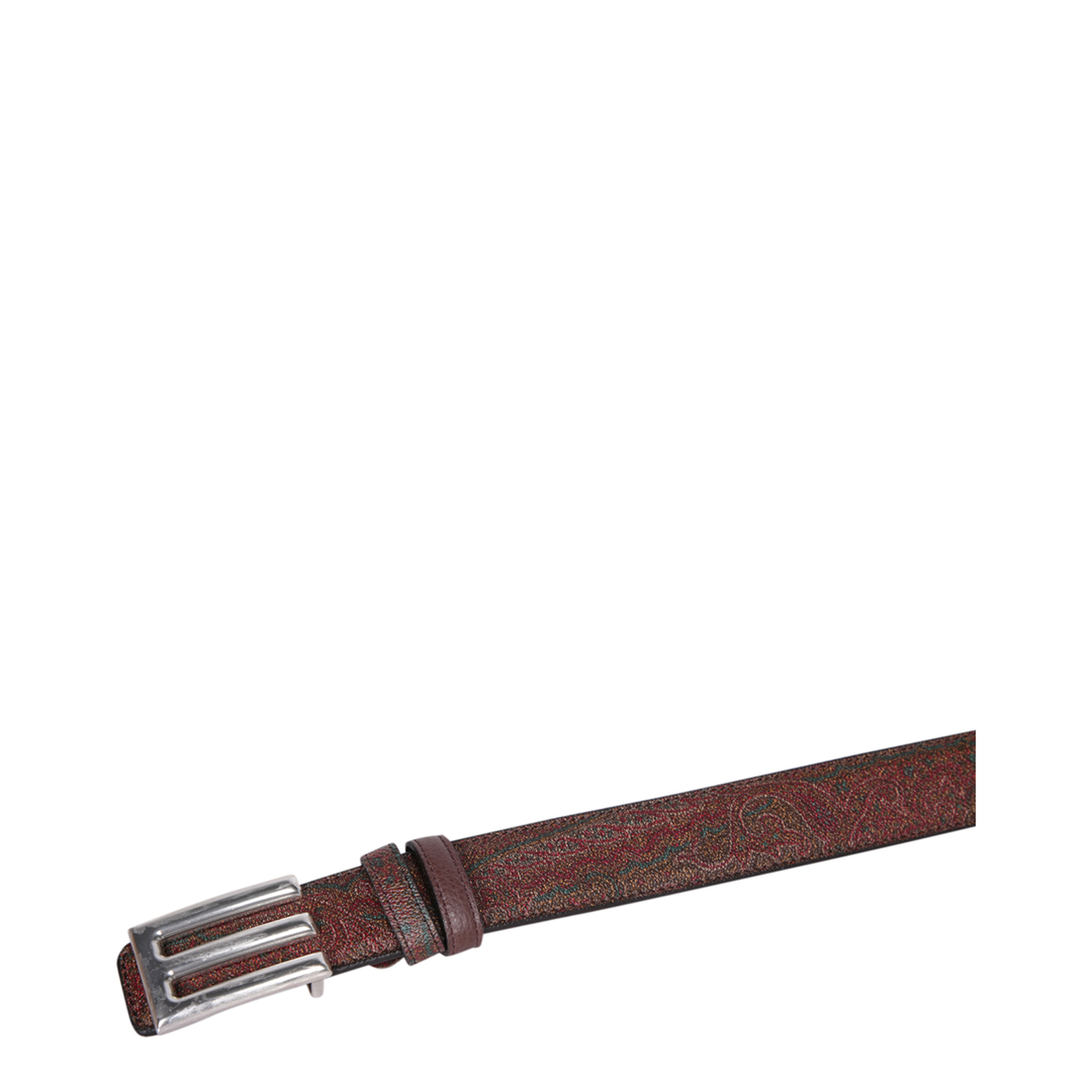 Logo Buckled Paisley Print Reversible Belt