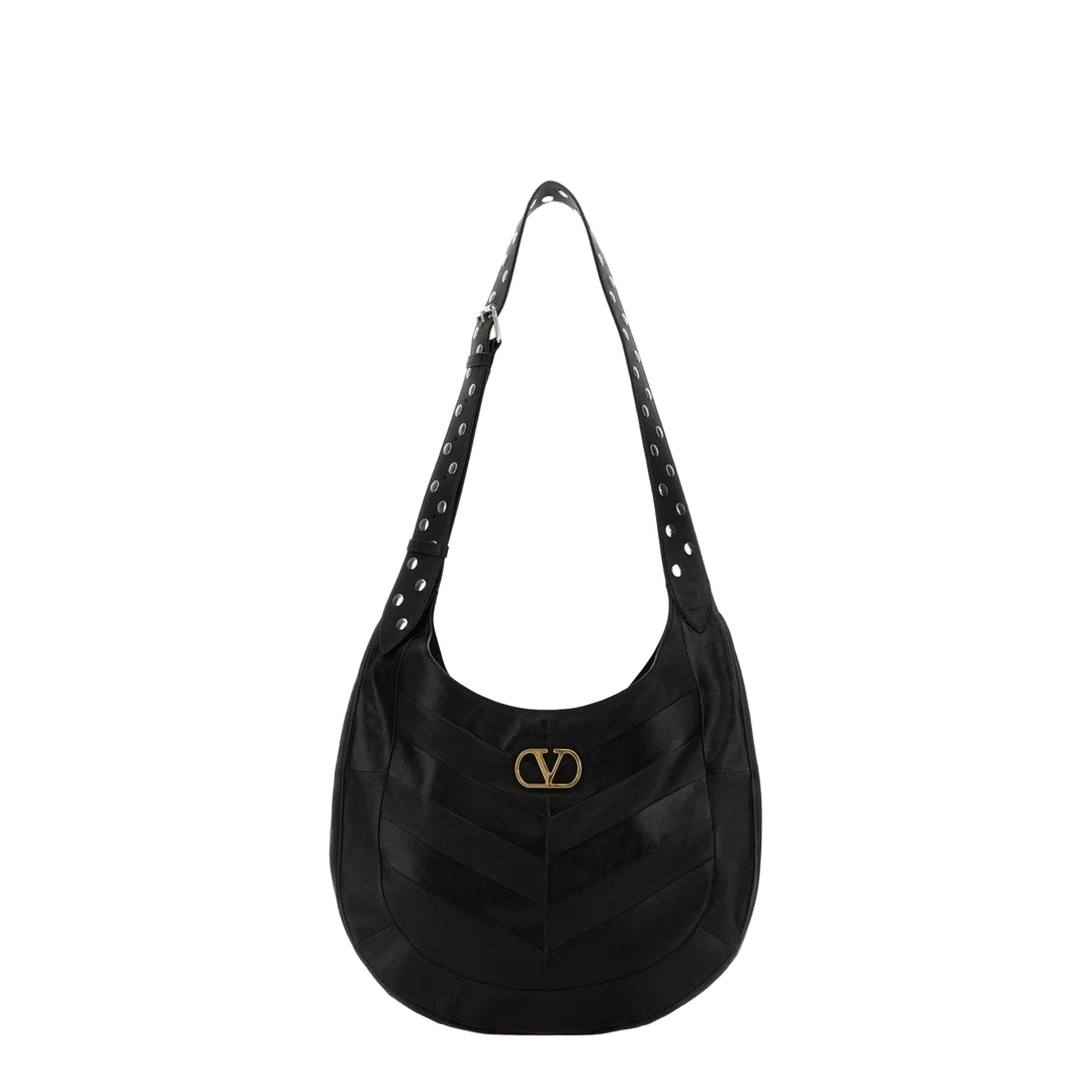 Chevron-Patterned Nappa Leather Shoulder Bag