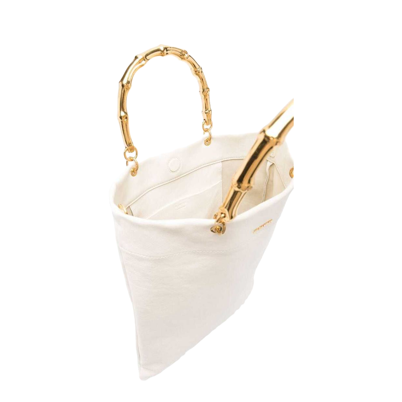 White Tote Bag with Bamboo Handles