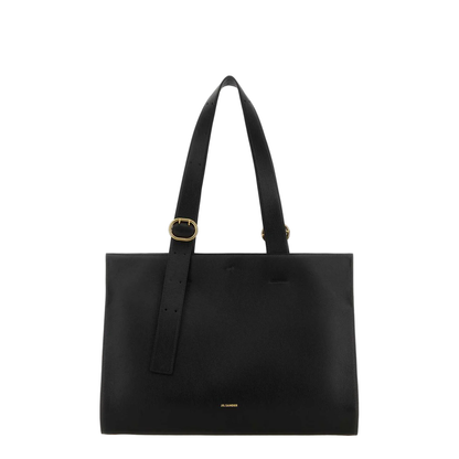Black Leather Shopping Bag