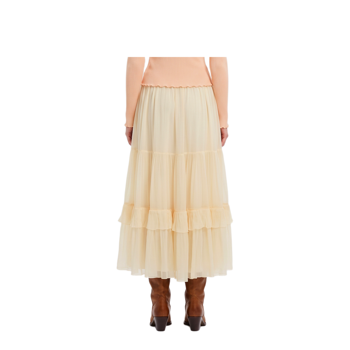MAYFEYR - Chloè - Long Silk Muslin Ruffle Skirt - CH26WJU2000114