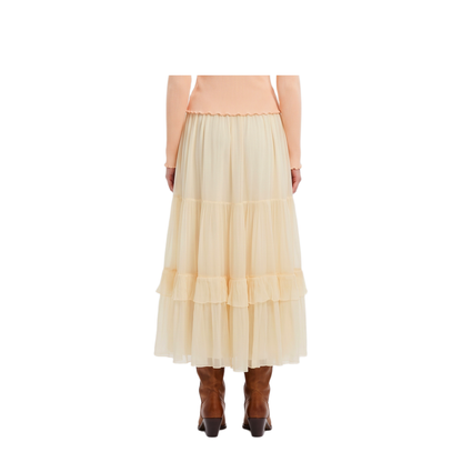 MAYFEYR - Chloè - Long Silk Muslin Ruffle Skirt - CH26WJU2000114