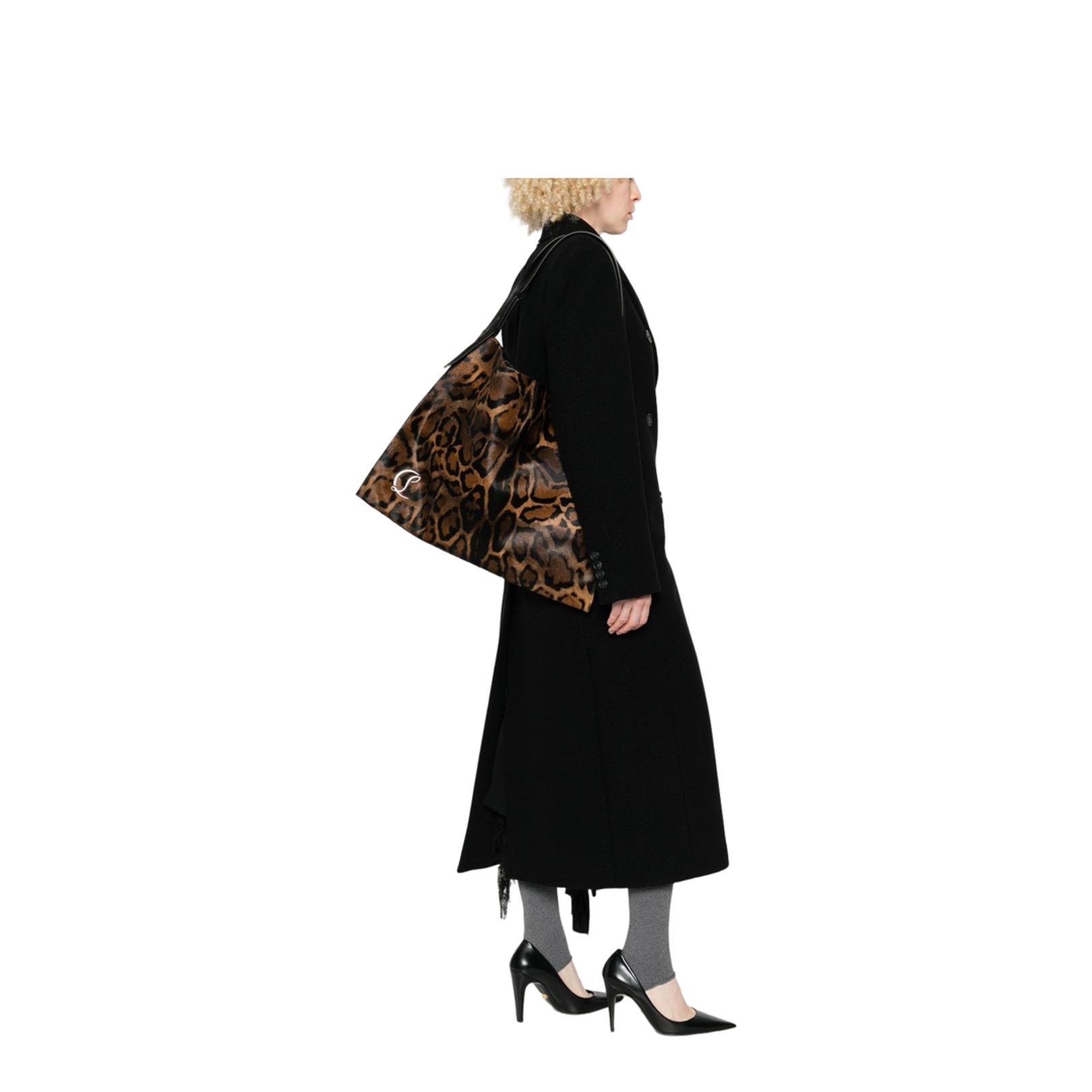 Brown Leopard Print Top Handle Buckle Fastening Metallic Logo