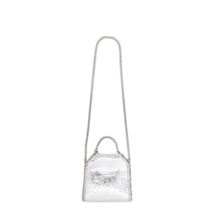 Falabella Tiny Cracked Metallic Polyester Tote Bag - Silver